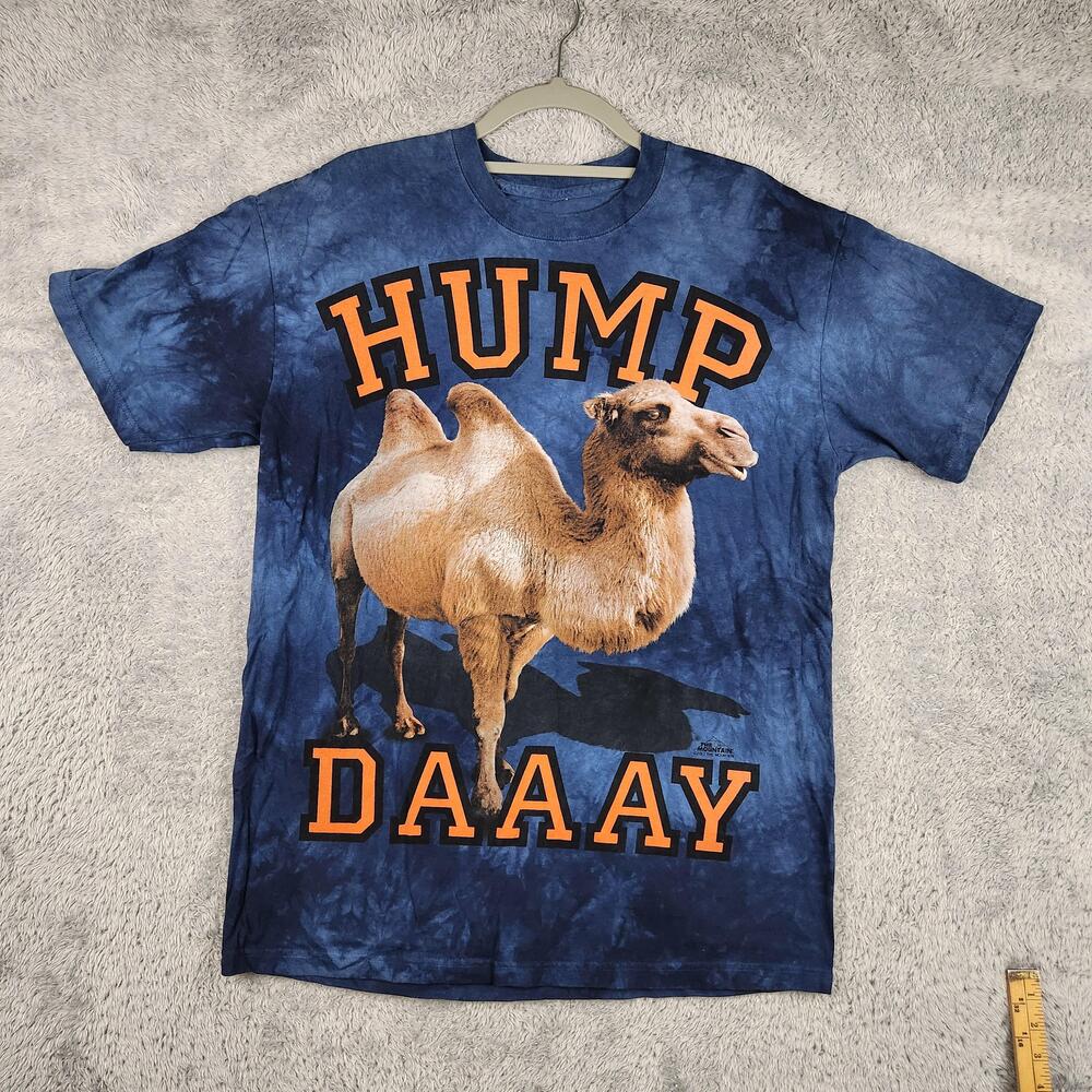 The Mountain Shirt Mens Large Blue Hump Day Funny Camel Graphic Logo Tie Dye